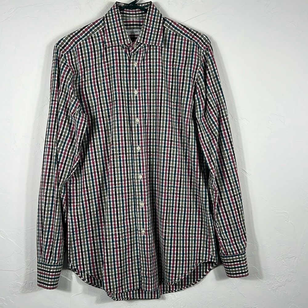 🔥🔥 ETRO Made in Italy Designer Button Down LS Dress Shirt Sz 38 Medium - PERFE